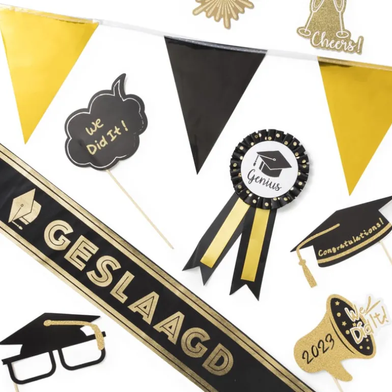 Vlaggenlijn - goud/zwart - 5 meter