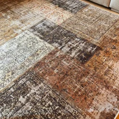 Vloerkleed patchwork - bruin/wit - 120x180 cm