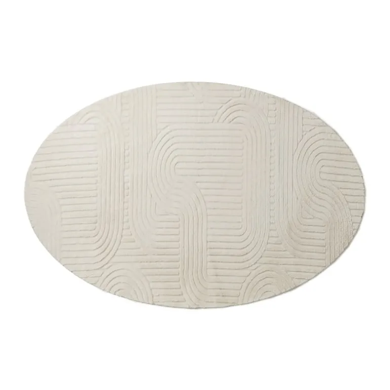 Vloerkleed wave ovaal - wit - 120x180 cm