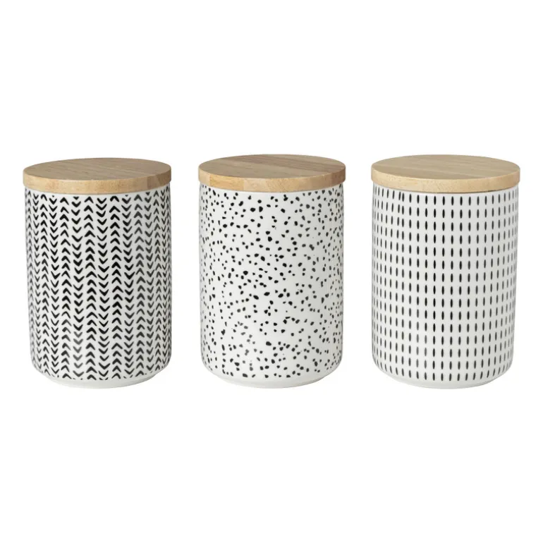 Voorraadpot Kasitoo streep - zwart/wit - 600 ml
