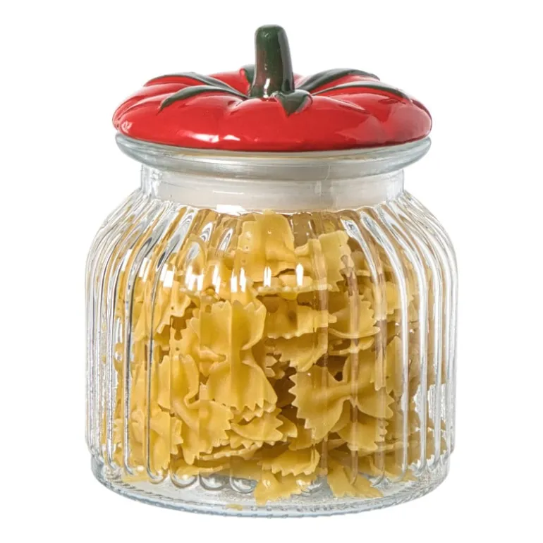 Voorraadpot tomaat - transparant/rood - 900 ml