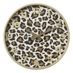 Wandklok luipaard - bruin/goud - ø30 cm