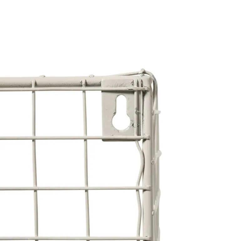 Wandrek wire met haken - beige - 40x32x14 cm
