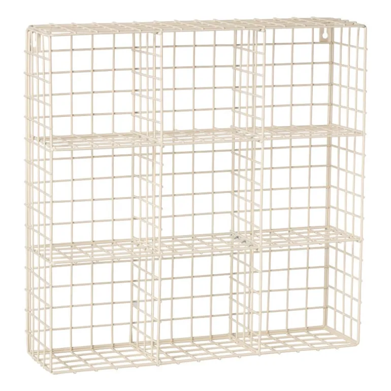 Wandrek wire 9 vakken - beige - 40x40x10 cm
