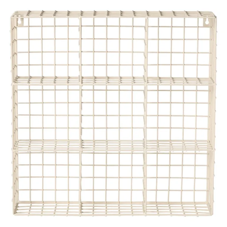 Wandrek wire 9 vakken - beige - 40x40x10 cm