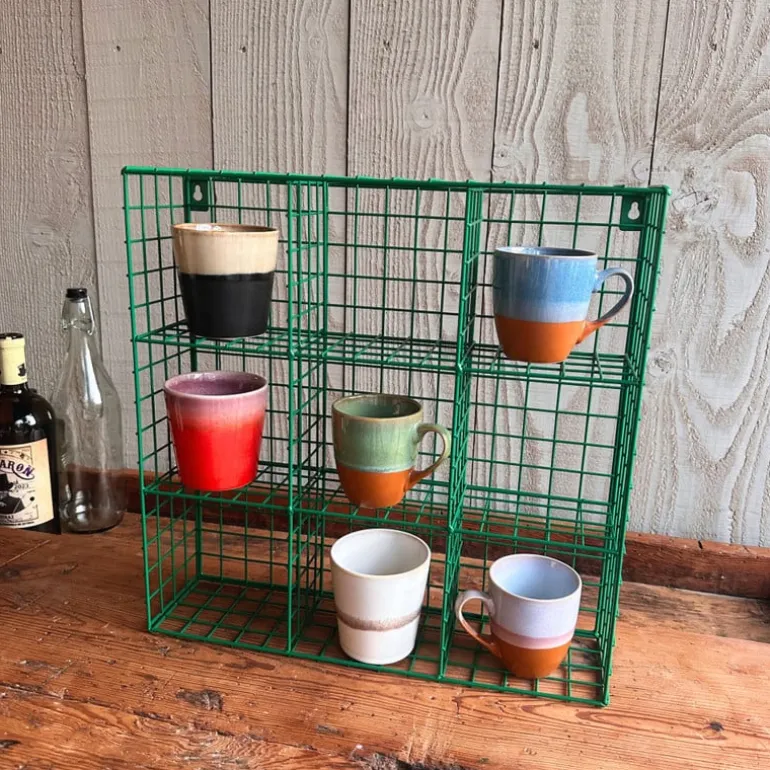 Wandrek wire 9 vakken - groen - 40x40x10 cm