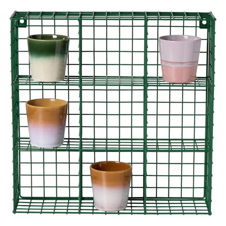 Wandrek wire 9 vakken - groen - 40x40x10 cm