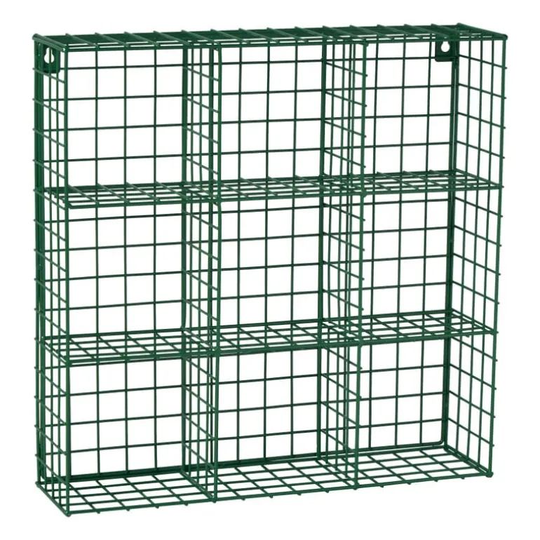 Wandrek wire 9 vakken - groen - 40x40x10 cm