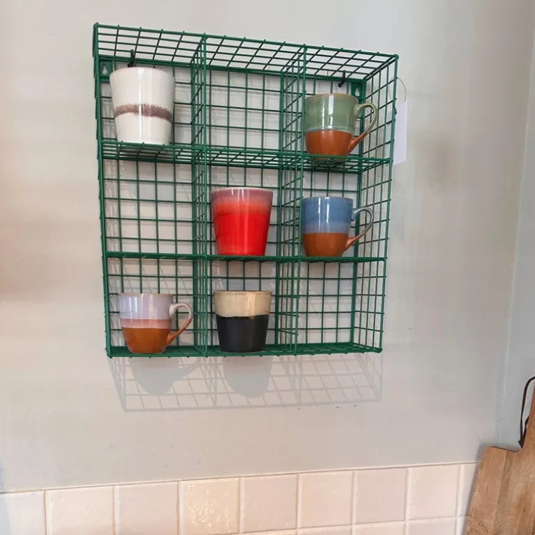 Wandrek wire 9 vakken - groen - 40x40x10 cm