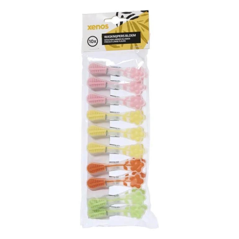 Wasknijpers bloem - multikleur - set van 10