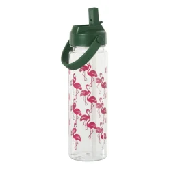 Waterfles flamingo - roze/groen - 700 ml
