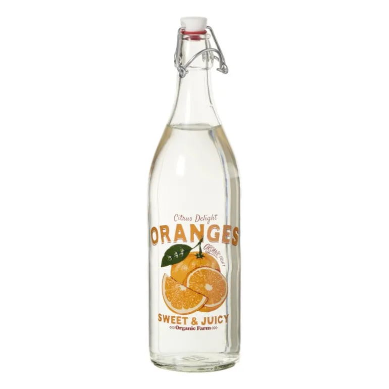 Waterfles met sinaasappels - transparant/oranje - ø8.6x30.6 cm