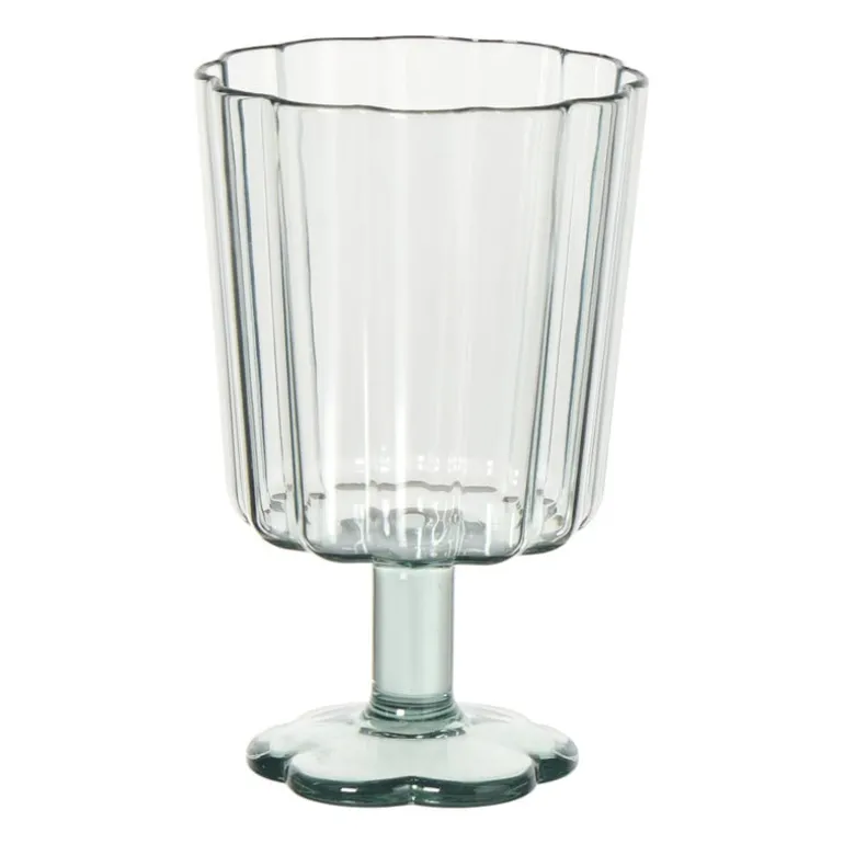 Waterglas op stam geschulpt - groen - 340 ml