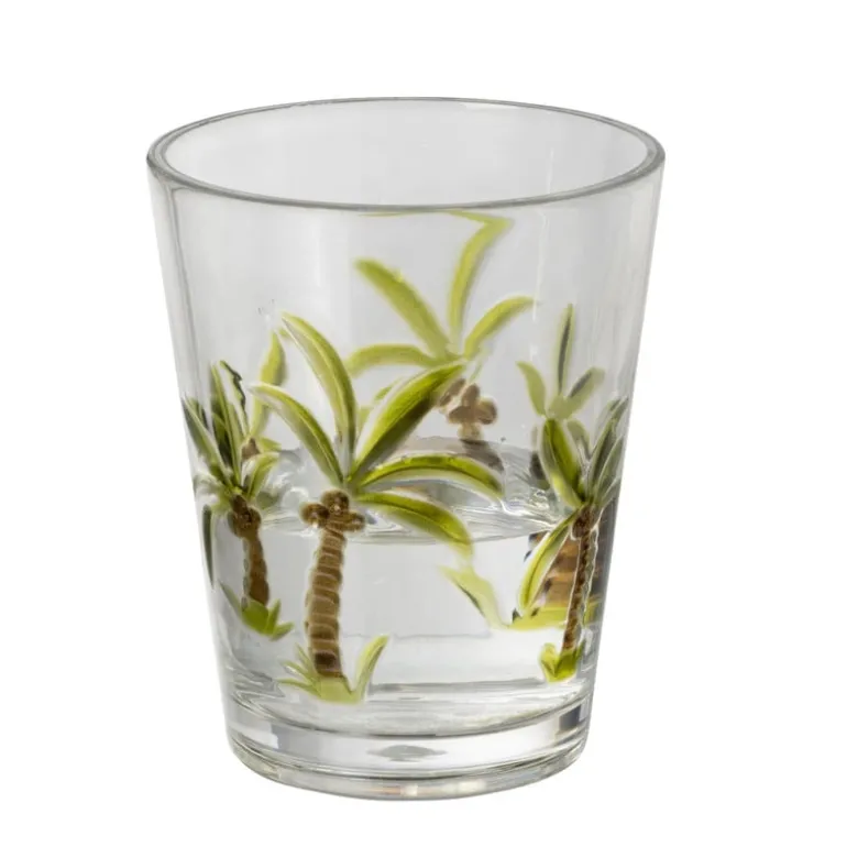 Waterglas palmboom - groen - ø9.5x11.5 cm