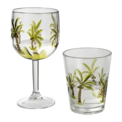 Waterglas palmboom - groen - ø9.5x11.5 cm