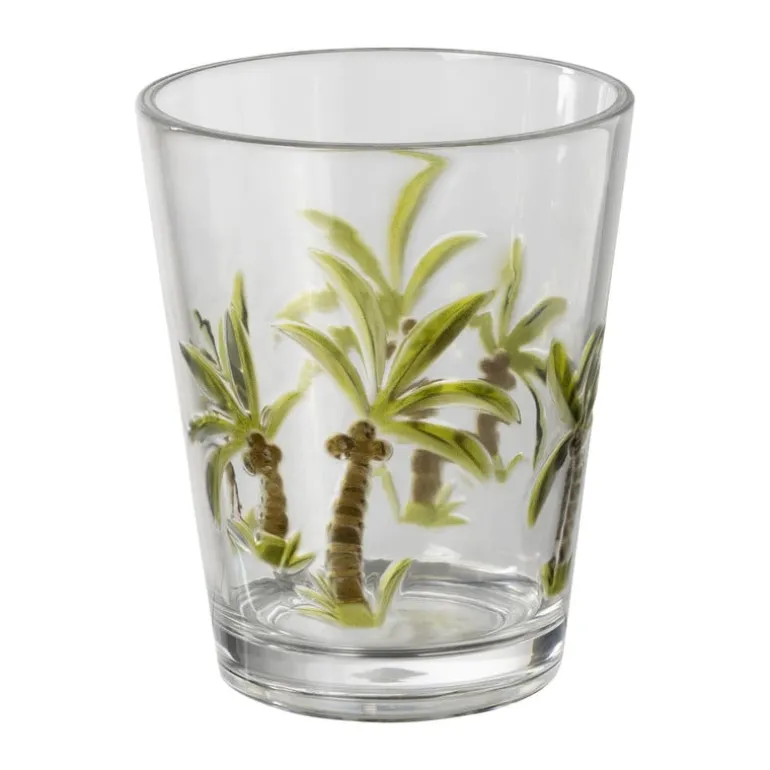 Waterglas palmboom - groen - ø9.5x11.5 cm