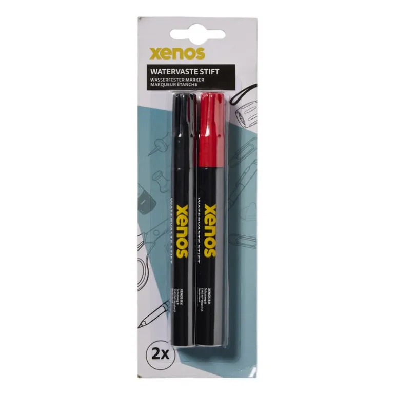Watervaste stift - rood/zwart - set van 2