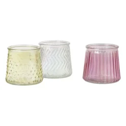Waxinelichthouder geel - glas - ø8.3x7.3 cm