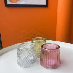 Waxinelichthouder helder - glas - ø8.3x7.3 cm