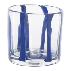 Waxinelichthouder streep - blauw - ø10x10 cm