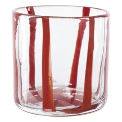 Waxinelichthouder streep - rood - ø10x10 cm