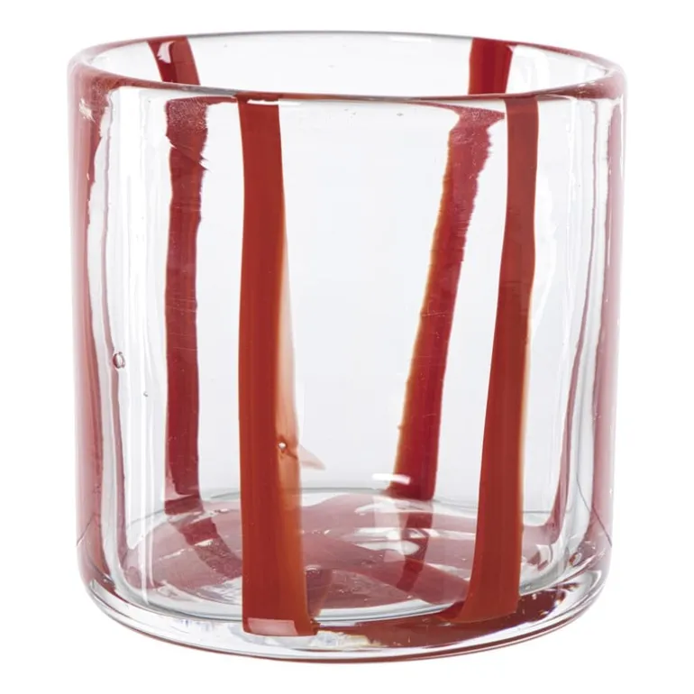 Waxinelichthouder streep - rood - ø10x10 cm