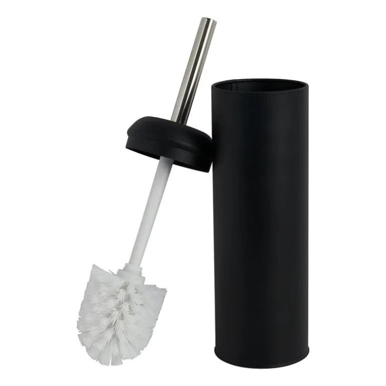 WC-borstel en houder metaal - zwart - 41 cm