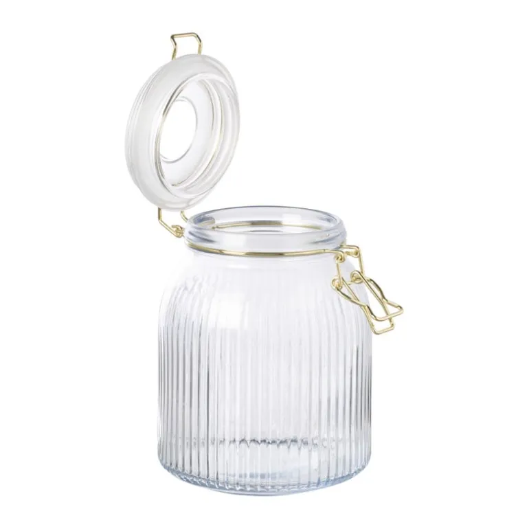 Weckpot ribbel met gouden deksel - 1.2 liter