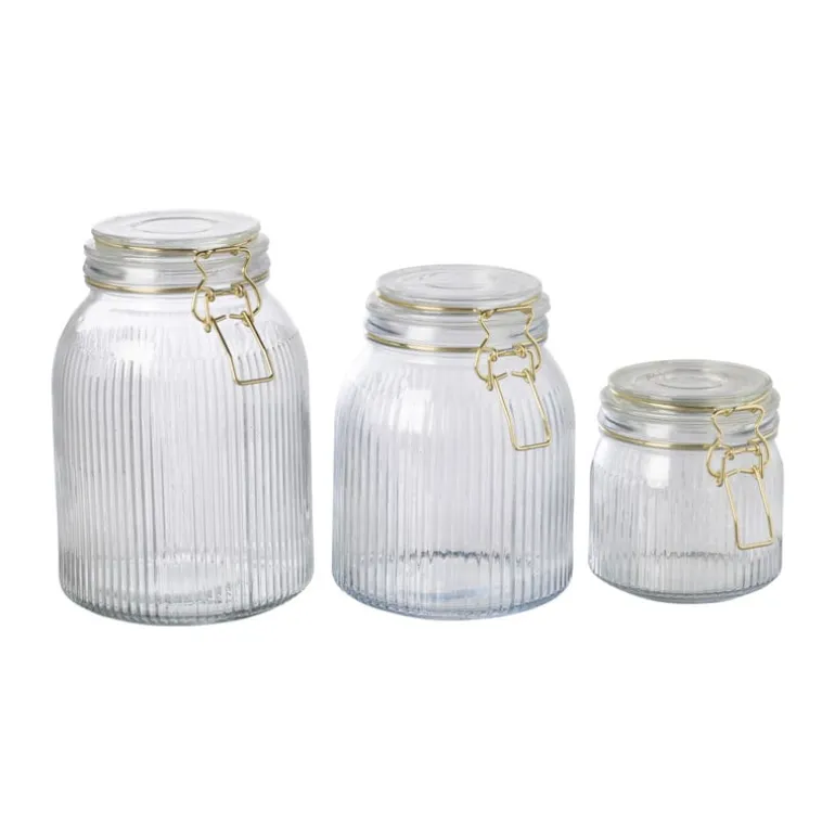 Weckpot ribbel met gouden deksel - 1.2 liter