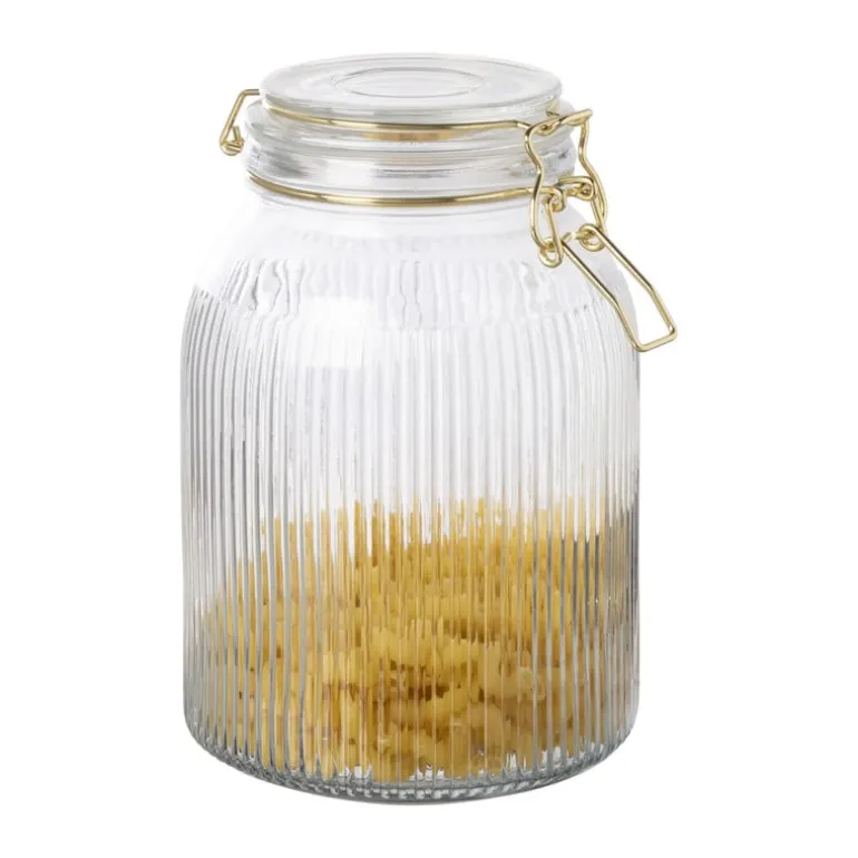 Weckpot ribbel met gouden deksel - 1.7 liter