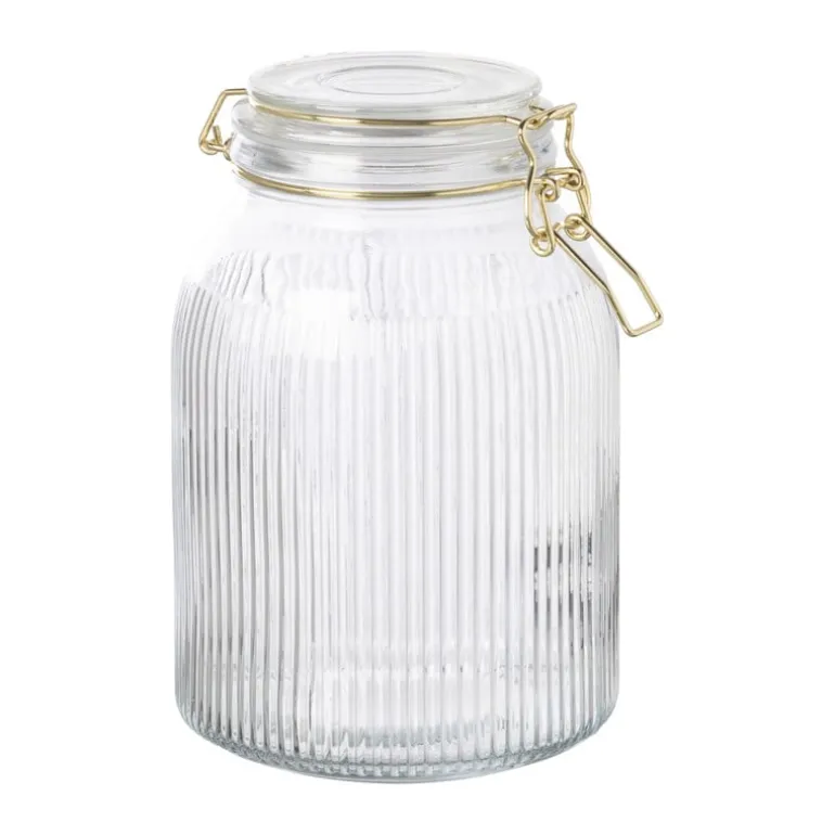Weckpot ribbel met gouden deksel - 1.7 liter