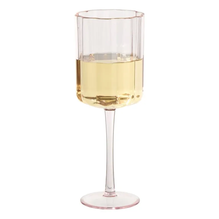 Wijnglas geschulpt - roze - 370 ml