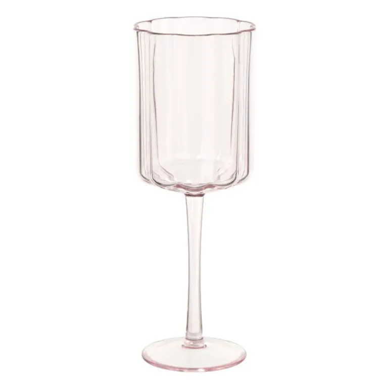 Wijnglas geschulpt - roze - 370 ml