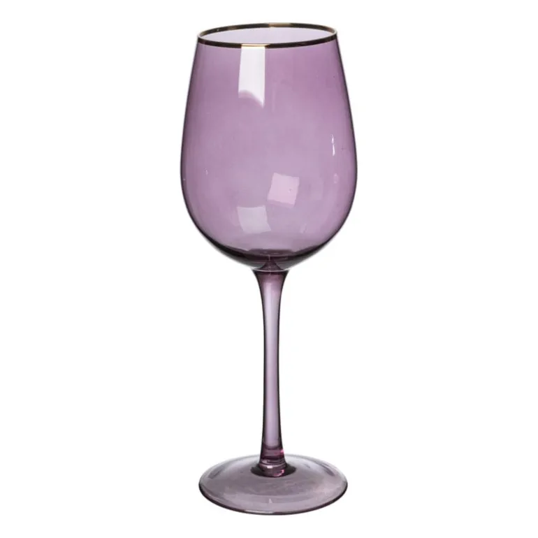 Wijnglas gouden rand - paars - 380 ml
