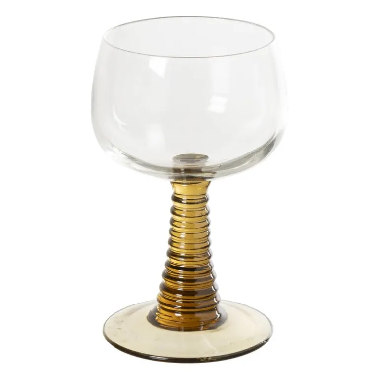 Wijnglas ribbel - bruin - 220 ml