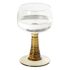 Wijnglas ribbel - bruin - 220 ml