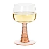 Wijnglas ribbel - roze - 220 ml