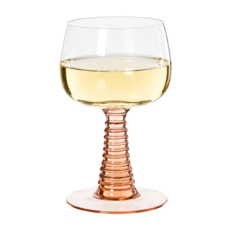 Wijnglas ribbel - roze - 220 ml