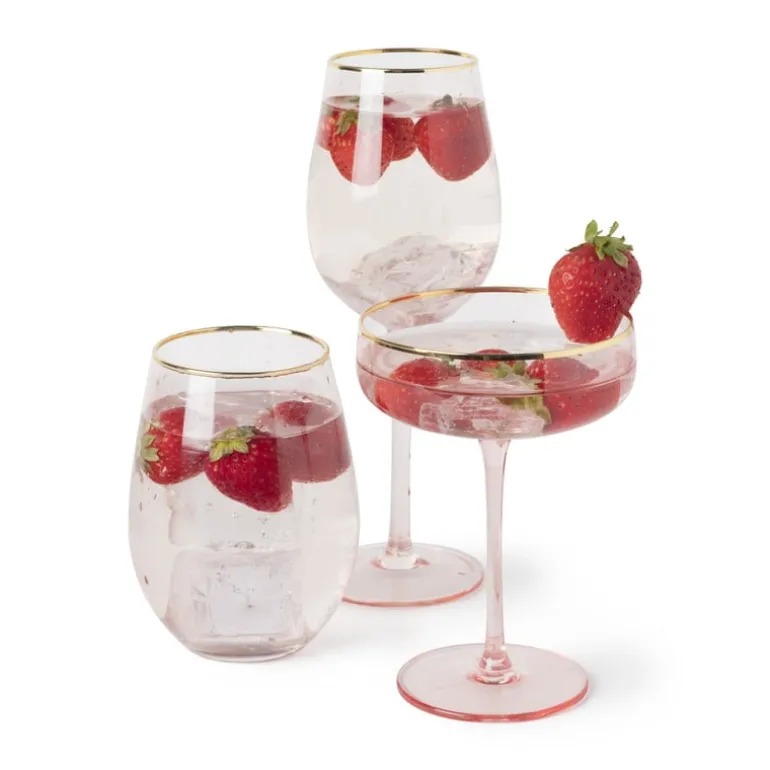 Wijnglas - roze/goud - 380 ml