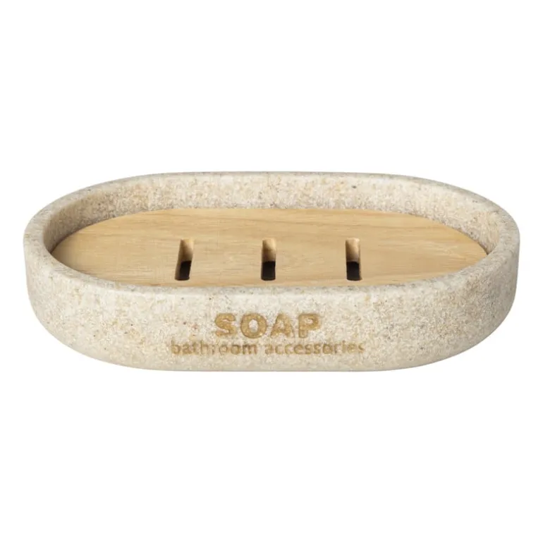 Zeepbakje sand - beige - 12.9x8.4x2.5 cm