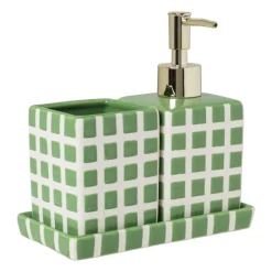 Zeepschaaltje blokjes - groen/wit - 1.3x15.8x8.3 cm