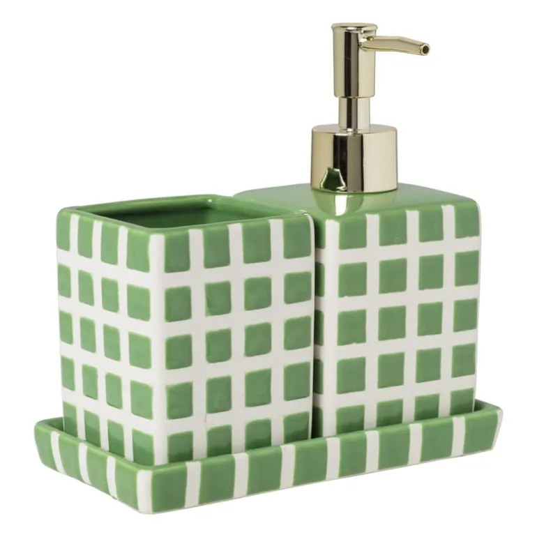 Zeepschaaltje blokjes - groen/wit - 1.3x15.8x8.3 cm