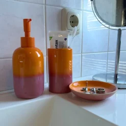 Zeepschaaltje duo - oranje/roze - ø11x2.2 cm