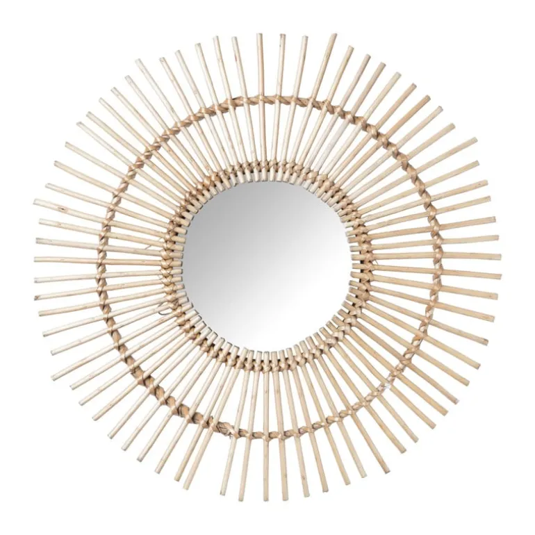 Zonnespiegel met rotan rand - ø55 cm