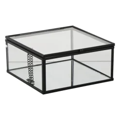Zwart box glas groot - zwart/transparant - 6x14x14 cm