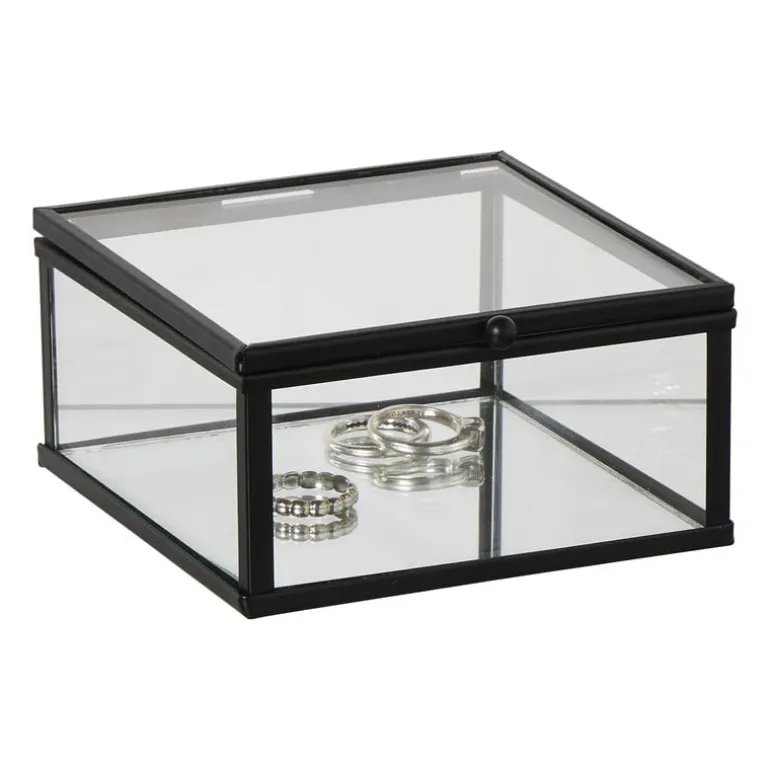 Zwart box glas klein - zwart/transparant - 5x10x10 cm
