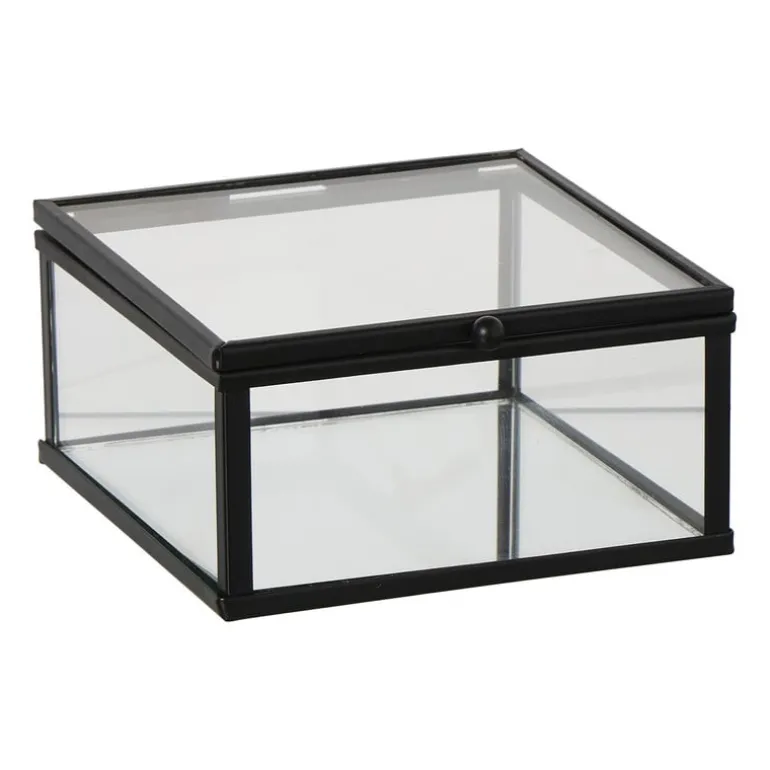Zwart box glas klein - zwart/transparant - 5x10x10 cm